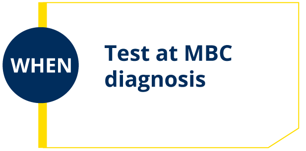 When to test: test at MBC diagnosis